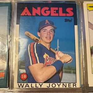 1986 Wally Joyner Topps Angels Baseball Card with Blue and Red